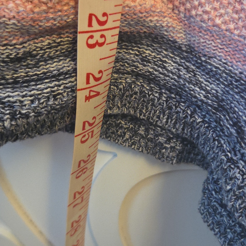 Striped Cotton Linen Blend Knit Sweater - Pink & Gray - Picture 10 of 12